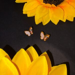 Gemstone Butterfly Charm Earrings